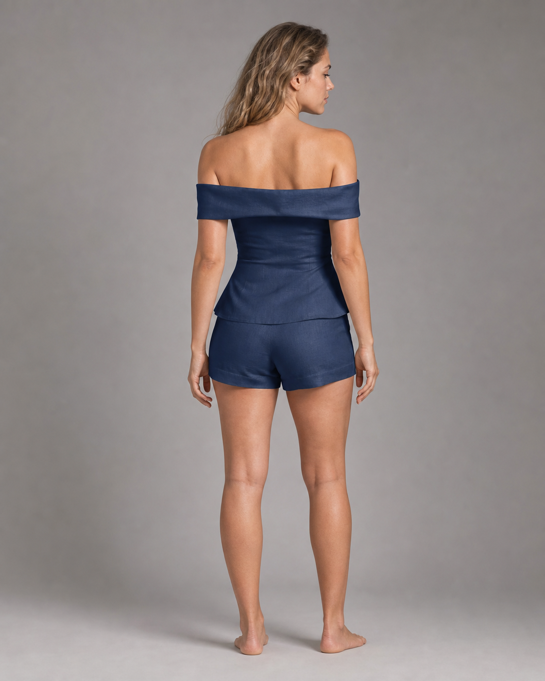 Kelley Two-Piece Set | Women's Elegant Relaxed Co-Ord — Midnight Blue — back