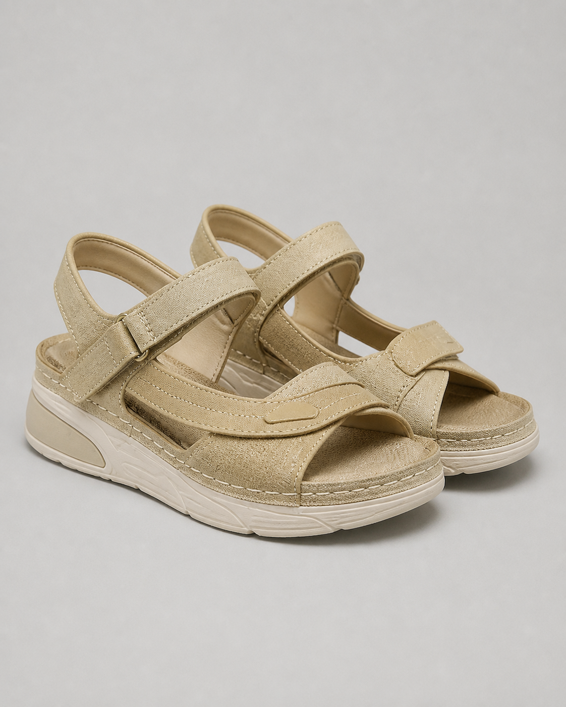 Helga Twin-Strap Comfort Sandals | Women's Cushioned Summer Sandals — Apricot — hero