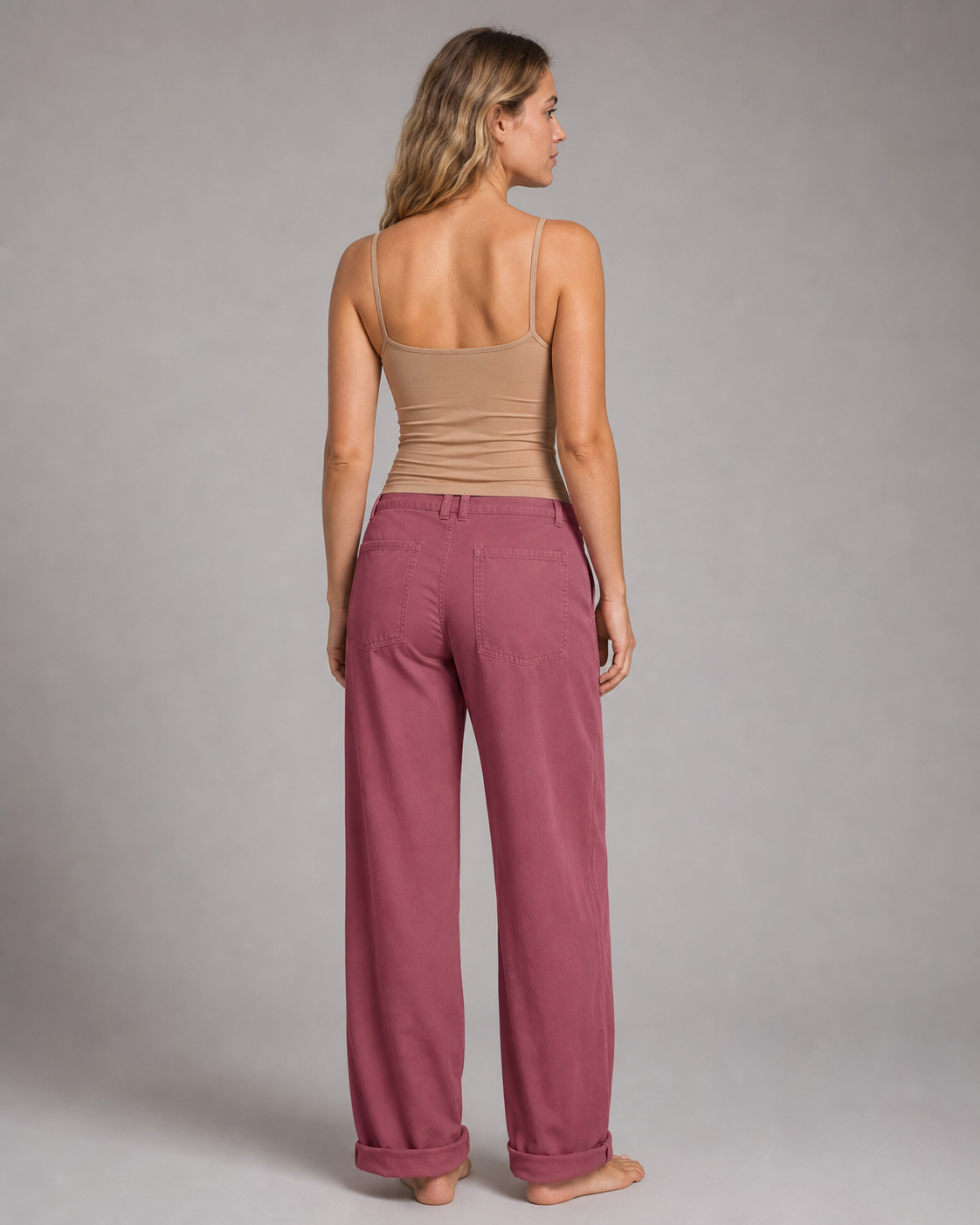 Lise Relaxed Straight Pants | Women's Elegant Trousers — Pink — back