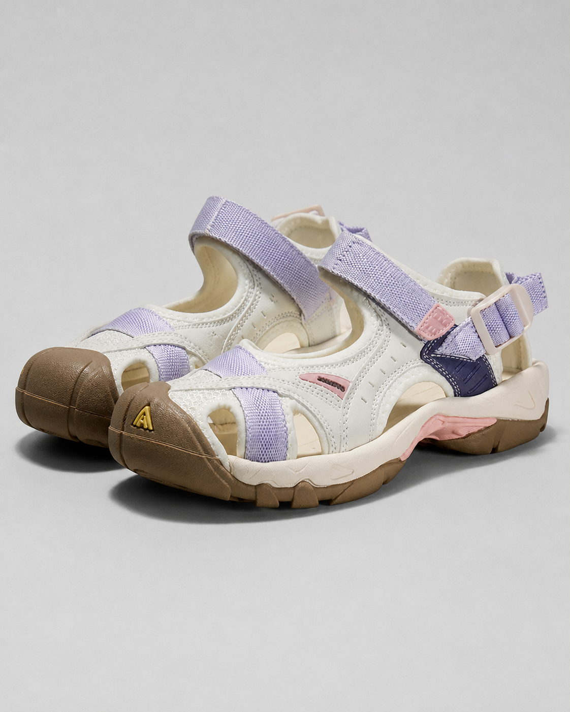 Humtto Closed-Toe Water Sandals | Women's Non-Slip Sport Sandals — Ivory white purple — hero