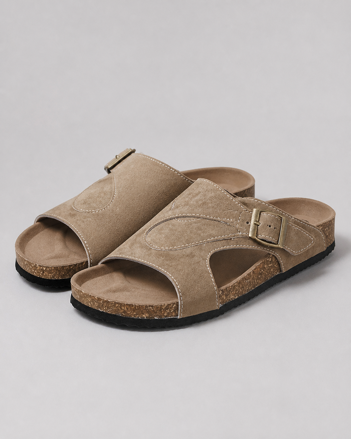 Lidiya Wide-Band Flat Sandals | Women's Slingback Comfort Sandals — Khaki — hero