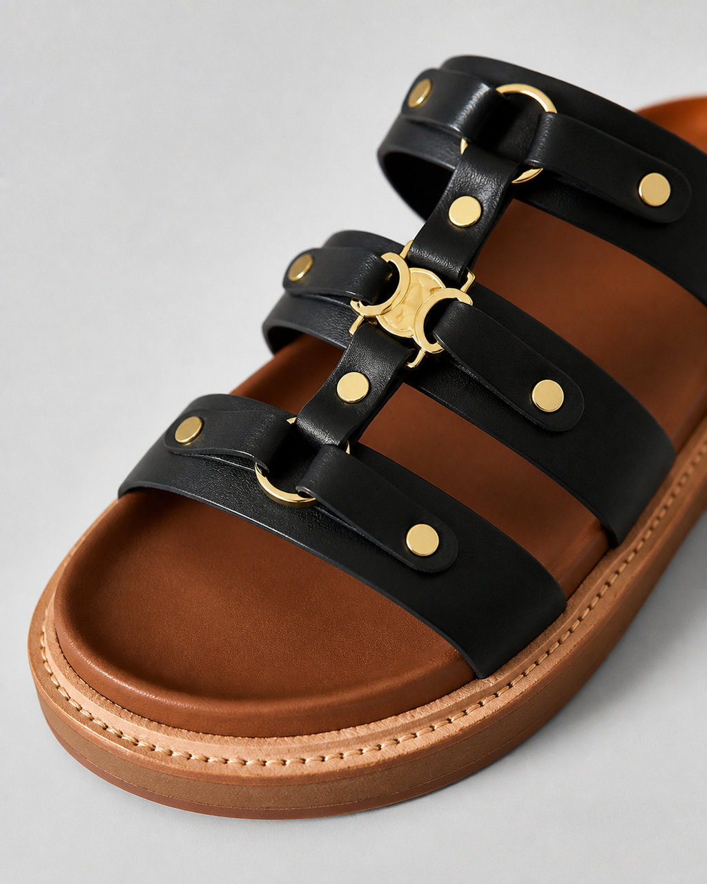 Roma Studded Trail Sandals | Women's Sport Comfort Sandals — Black — macro