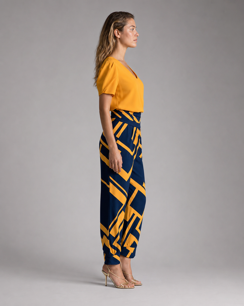 Alexandra Printed Co-Ord | Women's Two-Piece Trouser Set — Yellow — side