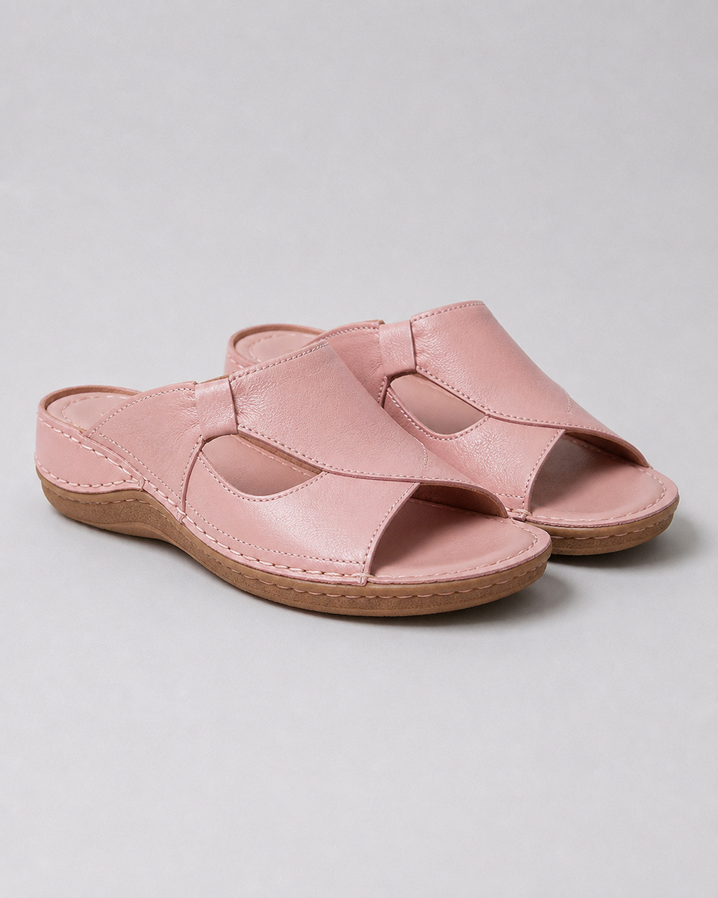 Calva Cut-Out Mule Sandals | Women's Flat Slip-On Sandals — Rose — hero