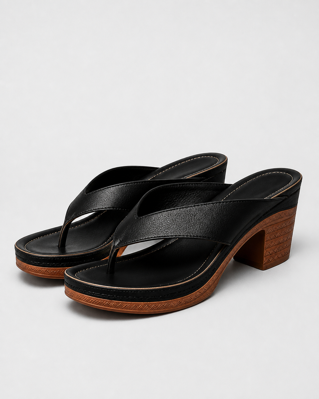 Talia Block Heel Thong Sandals | Women's Ankle-Strap Sandals — Black — hero