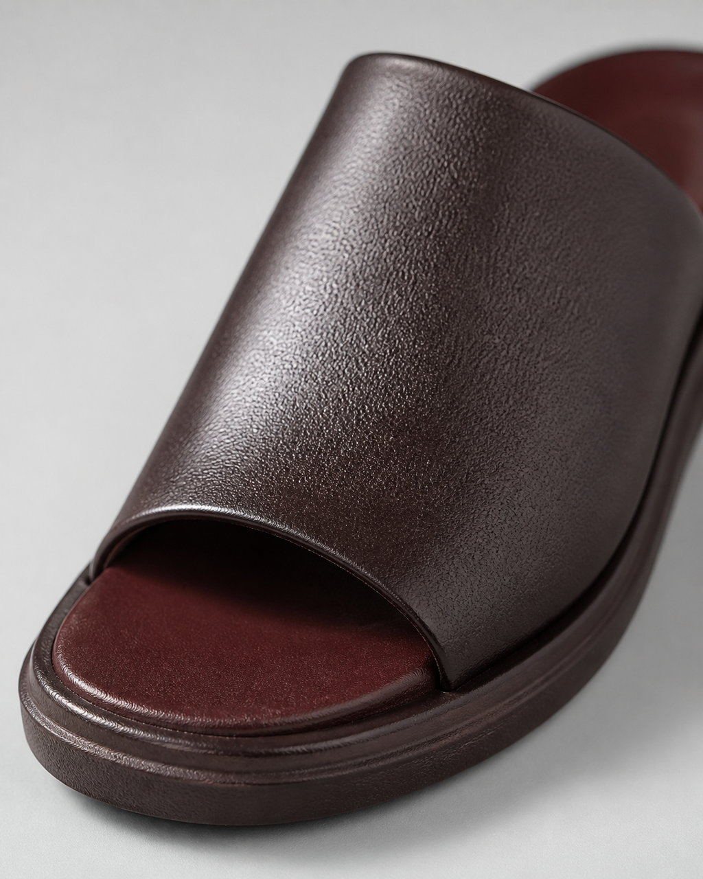 Noelia Peep-Toe Comfort Sandals | Women's Slip-On Summer Sandals — Dark Brown — macro