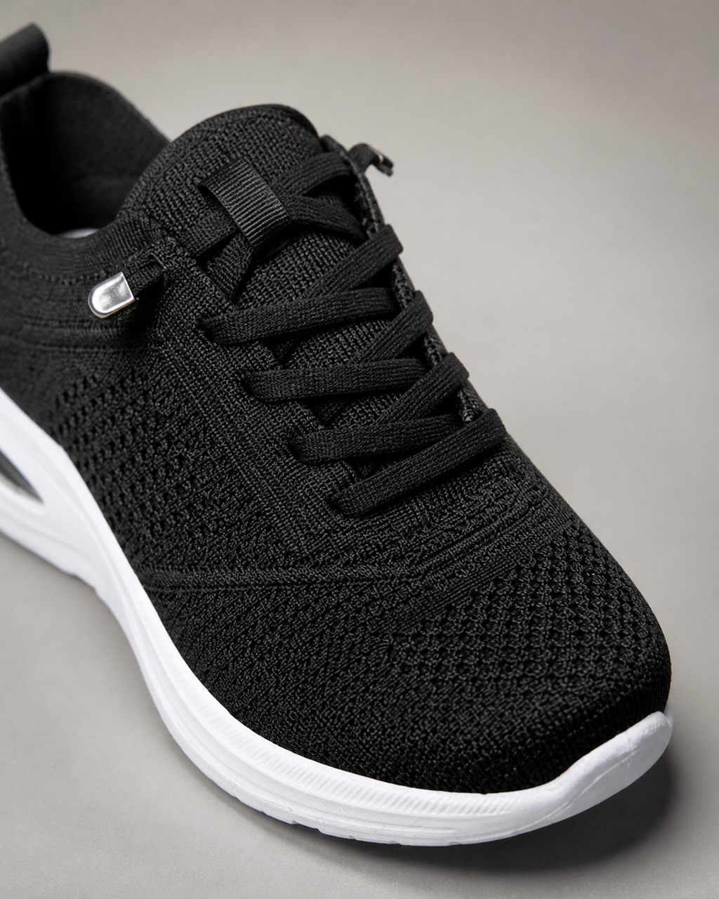 Velra Mesh Slip-On Sneakers | Women's Platform Walking Trainers — Black — macro