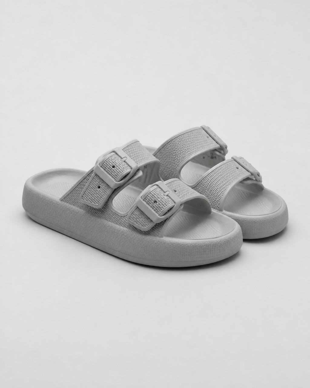 Calista Double-Strap Footbed Sandals | Women's Slip-On Sandals — Gray — hero