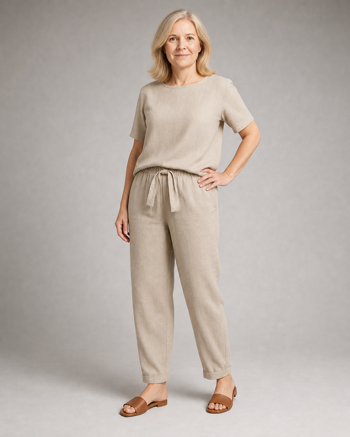 Marilyn Waistcoat & Trouser Set | Women's Two-Piece Co-Ord — Khaki — threequarter