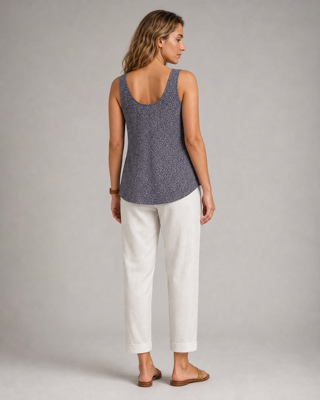 Rita Relaxed Tapered Pants | Women's Lightweight Summer Trousers — White — back