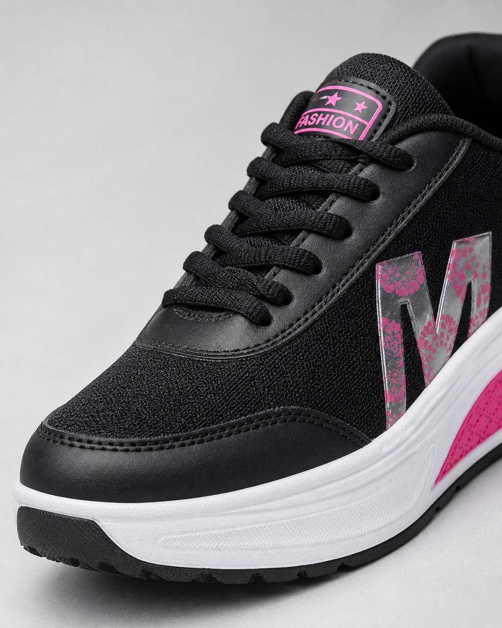 Skyler Platform Walking Sneakers | Women's Cushioned Trainers — Black — macro