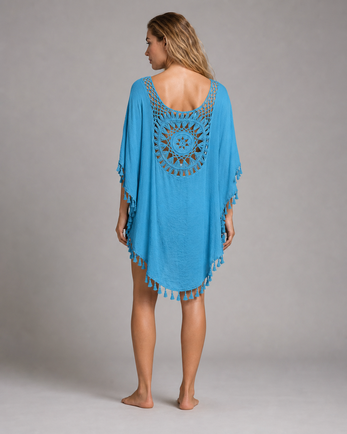 Chrissy™ | Boho Beach Cover-Up — Blue — back