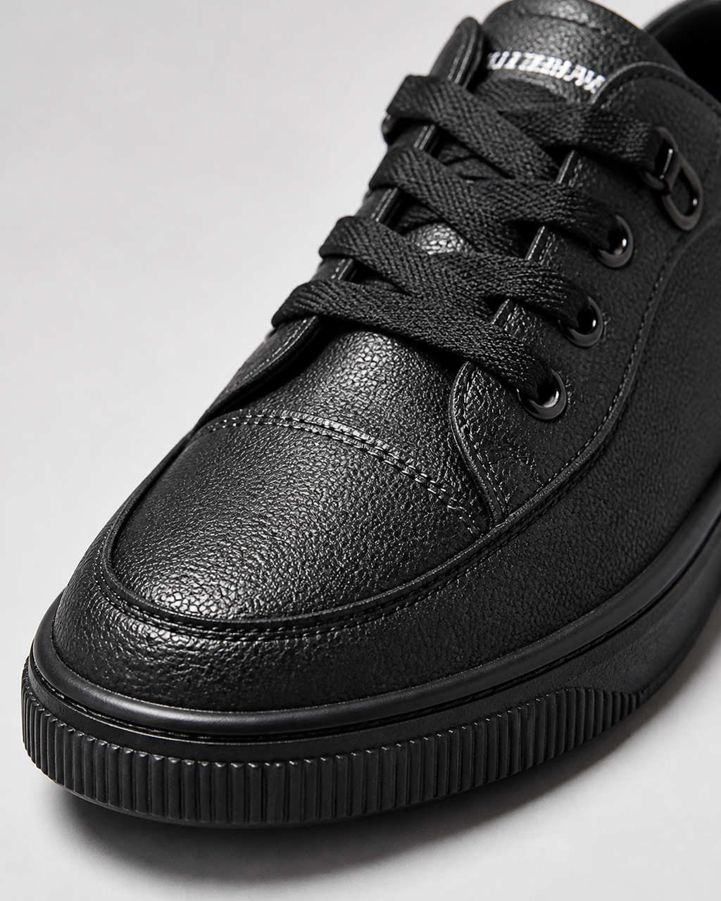 Penny Low-Profile Canvas Sneakers | Women's Lace-Up Flat Trainers — Black — macro