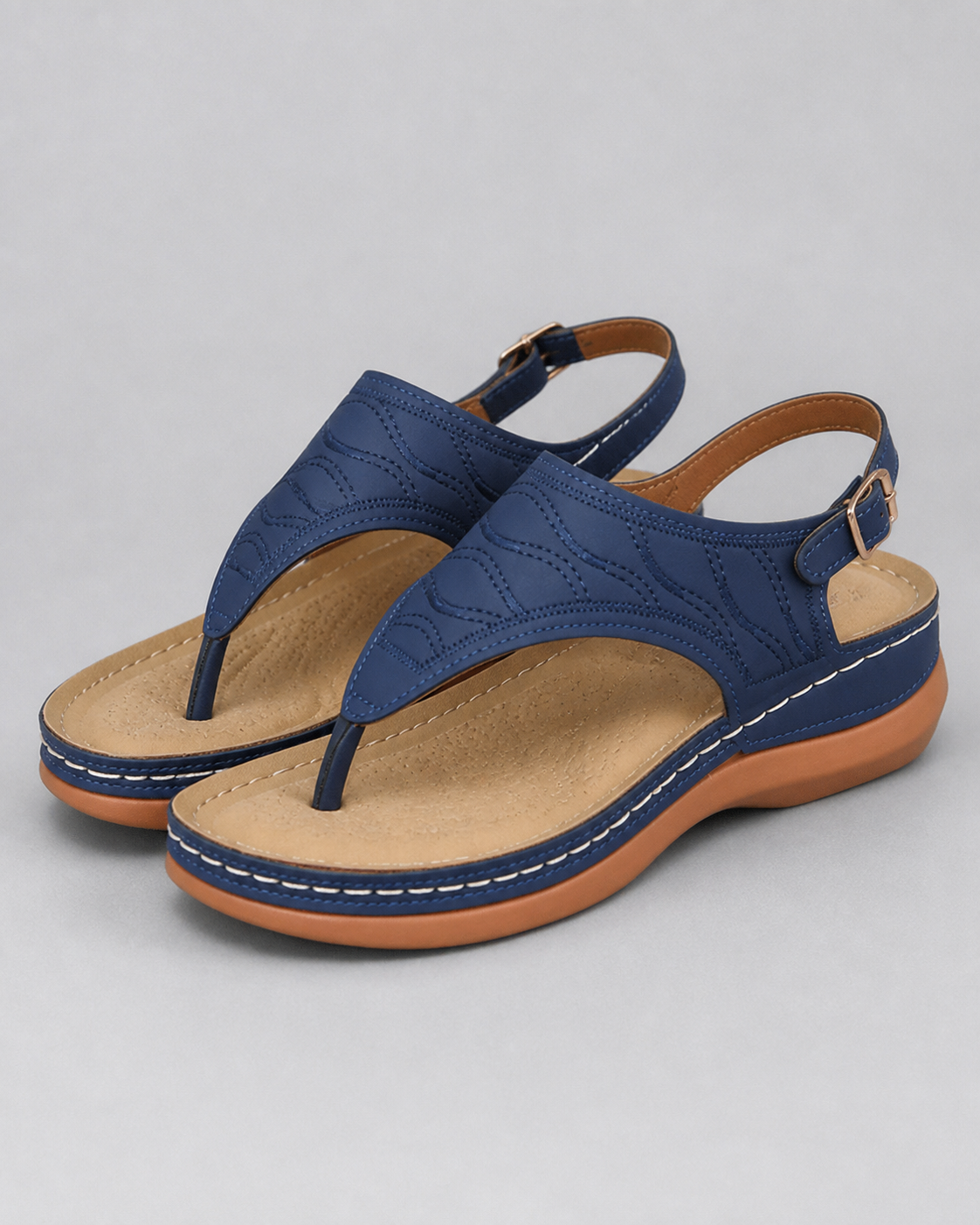 Alessia Cushioned Thong Sandals | Women's Comfort Summer Sandals — Blue — hero