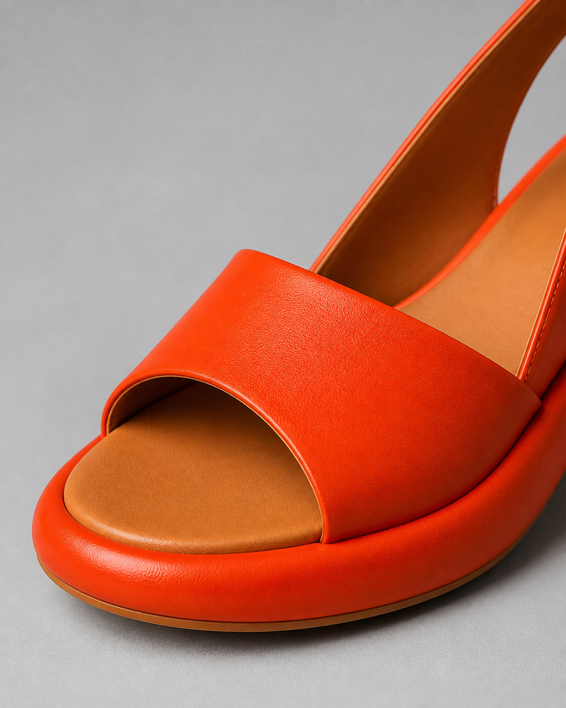 Solea Cushioned Peep-Toe Sandals | Women's Slip-On Comfort Sandals — Orange — macro