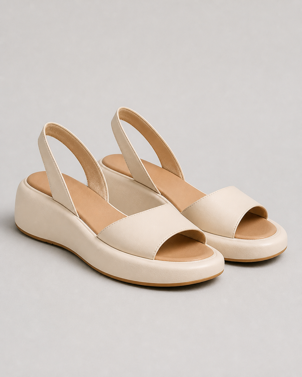 Solea Cushioned Peep-Toe Sandals | Women's Slip-On Comfort Sandals — White — hero
