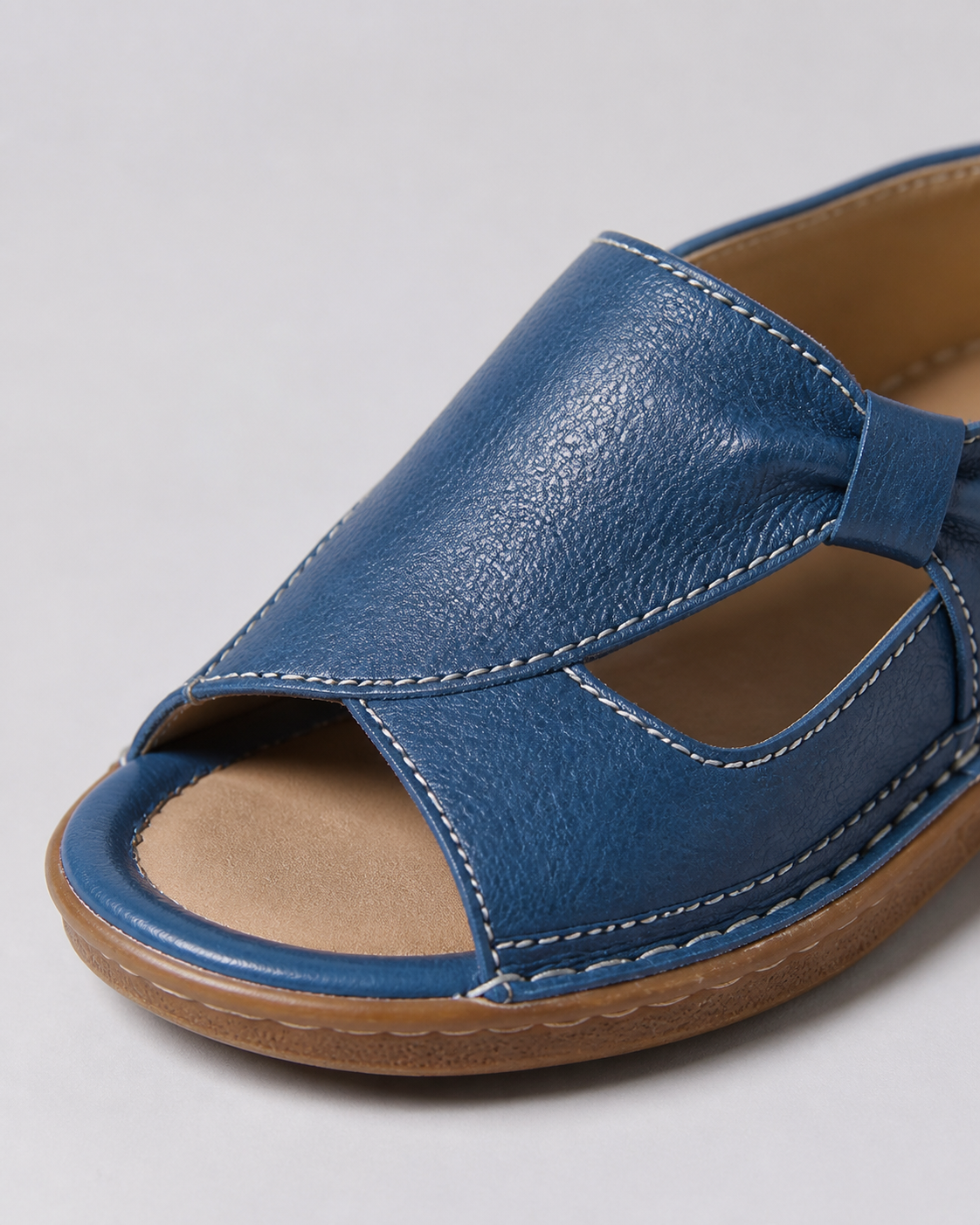 Calva Cut-Out Mule Sandals | Women's Flat Slip-On Sandals — Blue — macro