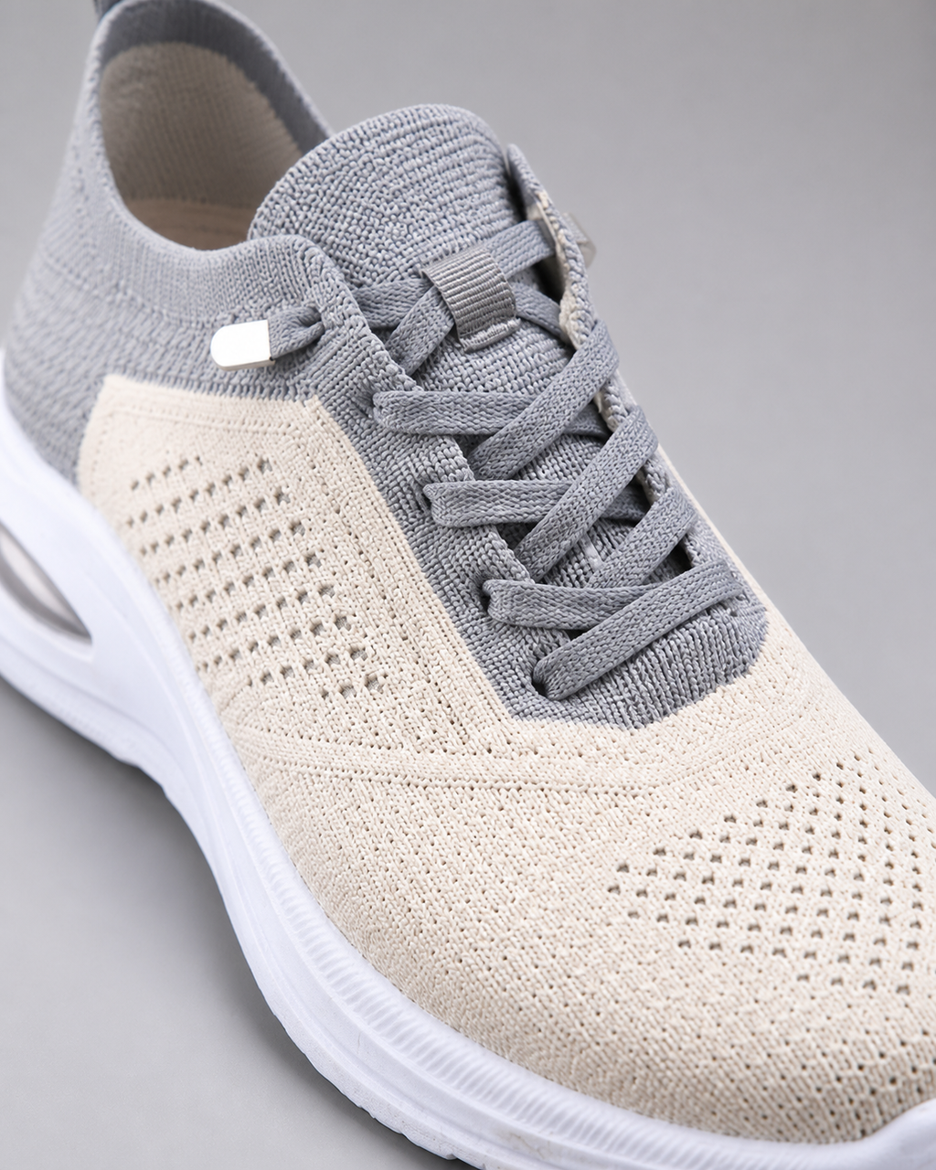 Velra Mesh Slip-On Sneakers | Women's Platform Walking Trainers — Grey — macro