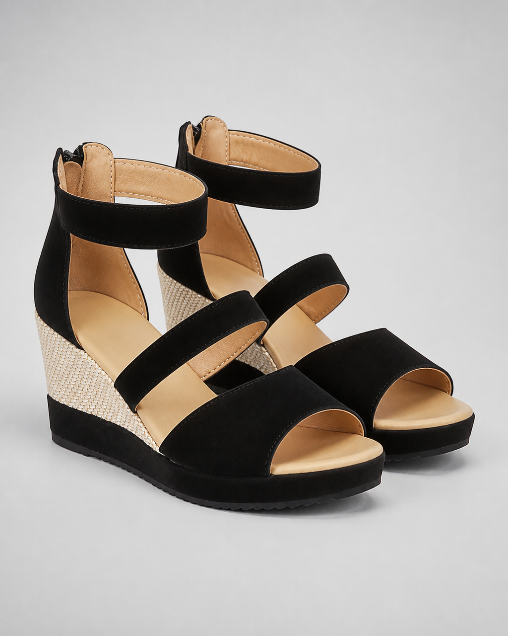 Calvina Ankle-Strap Wedge Sandals | Women's High Wedge Sandals — Black — hero