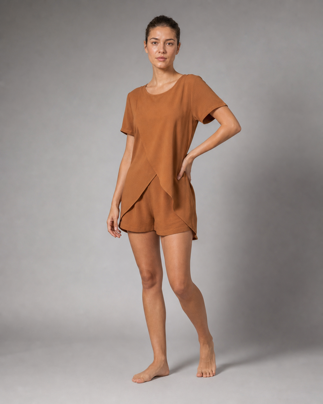 Doreen Co-Ord Lounge Set | Women's Two-Piece Trouser Set — Orange — threequarter