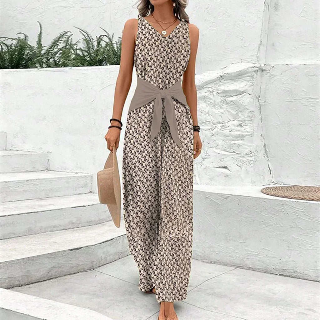 Aria Sleeveless Jumpsuit | Women's Wide-Leg V-Neck One-Piece