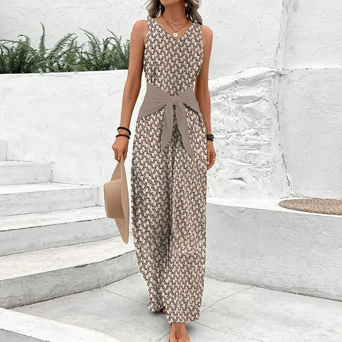 Aria Sleeveless Jumpsuit | Women's Wide-Leg V-Neck One-Piece