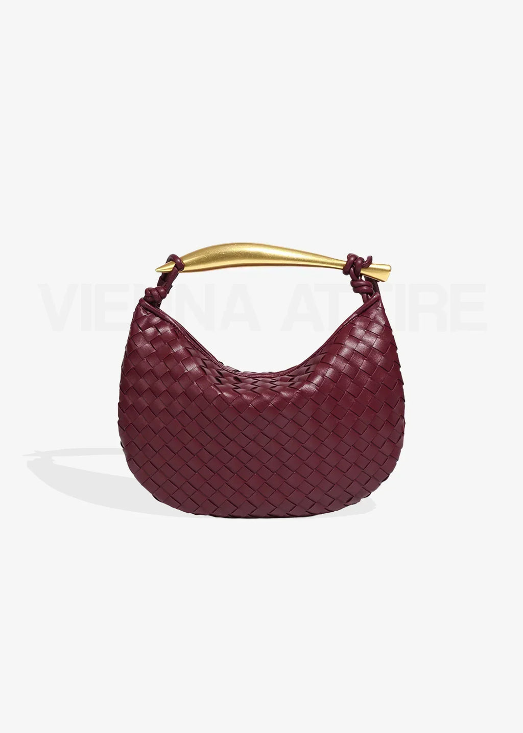 Minerva gold-tone bar woven crescent top-handle bag