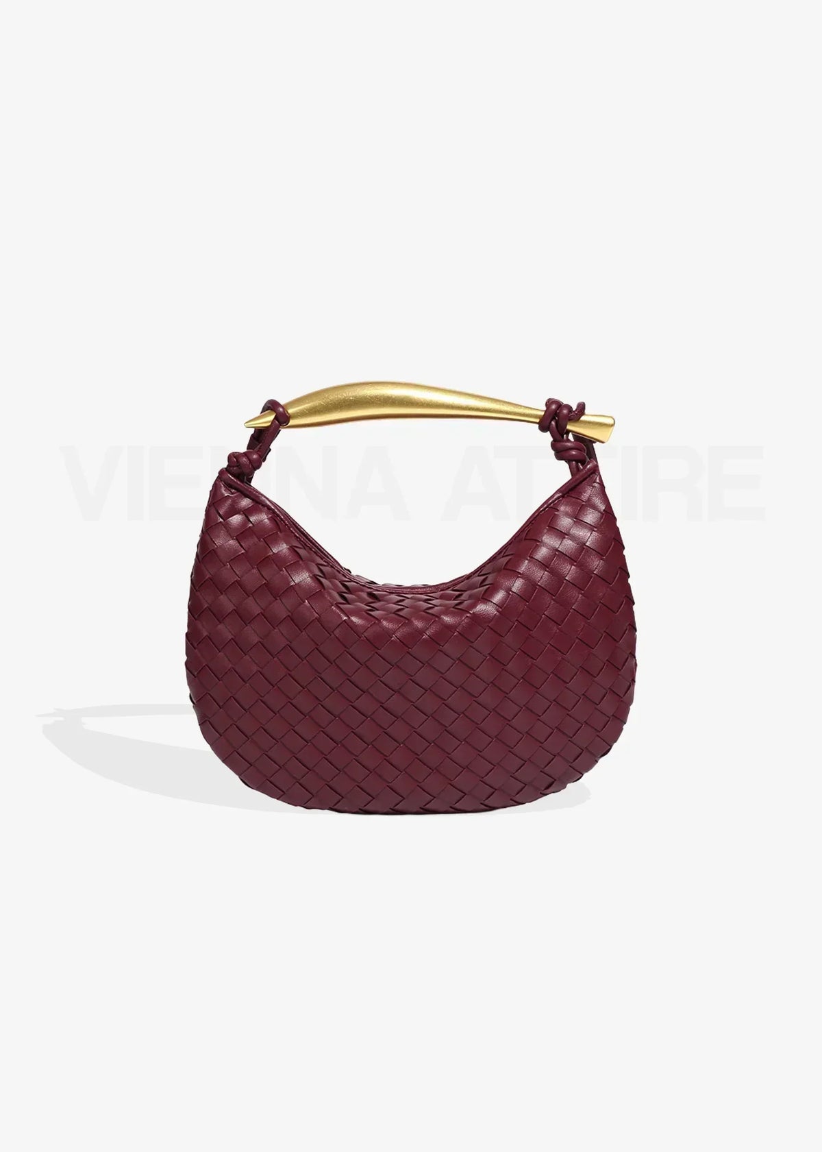 Minerva gold-tone bar woven crescent top-handle bag