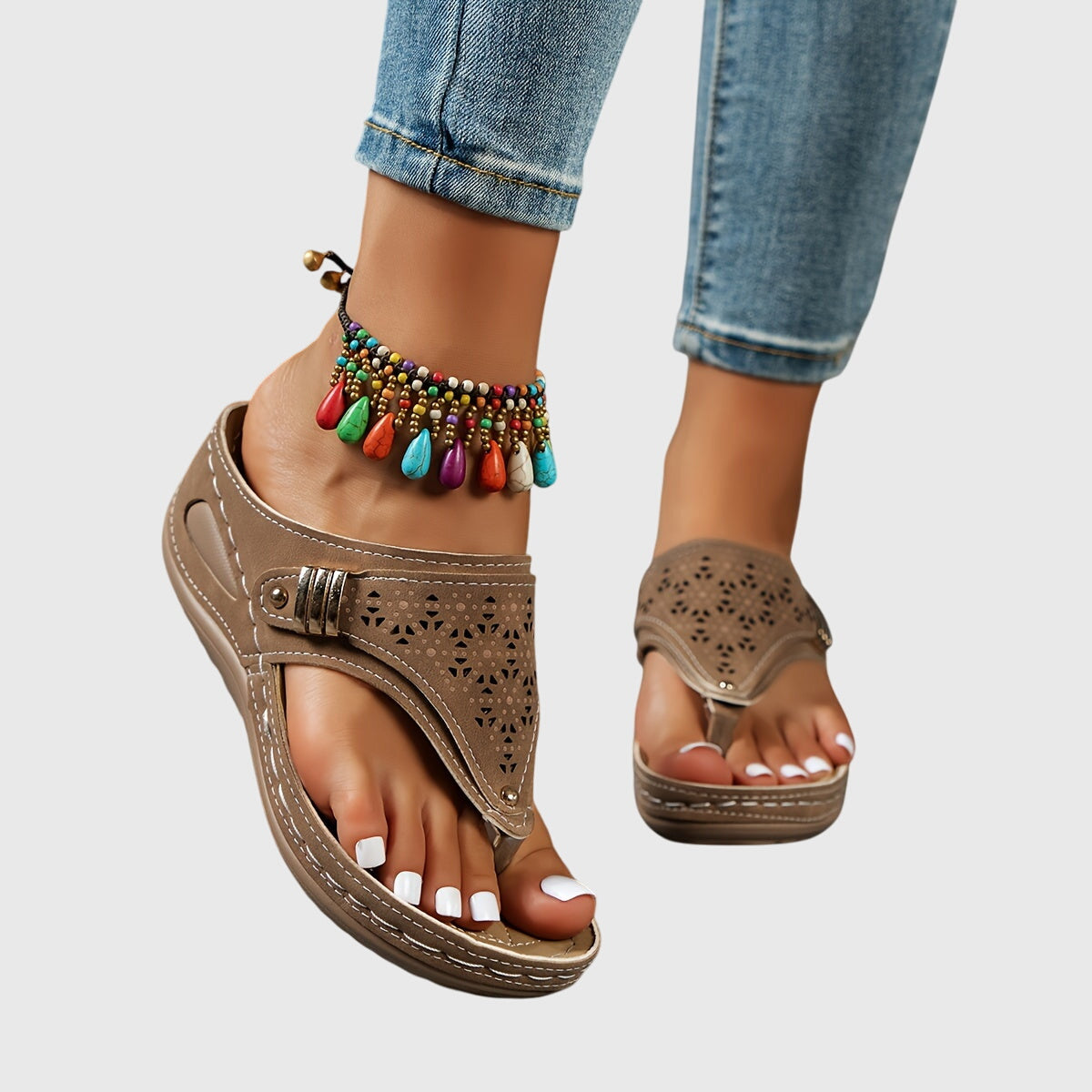 Xaria Beaded Wedge Sandals | Women's Toe-Post Platform Sandals