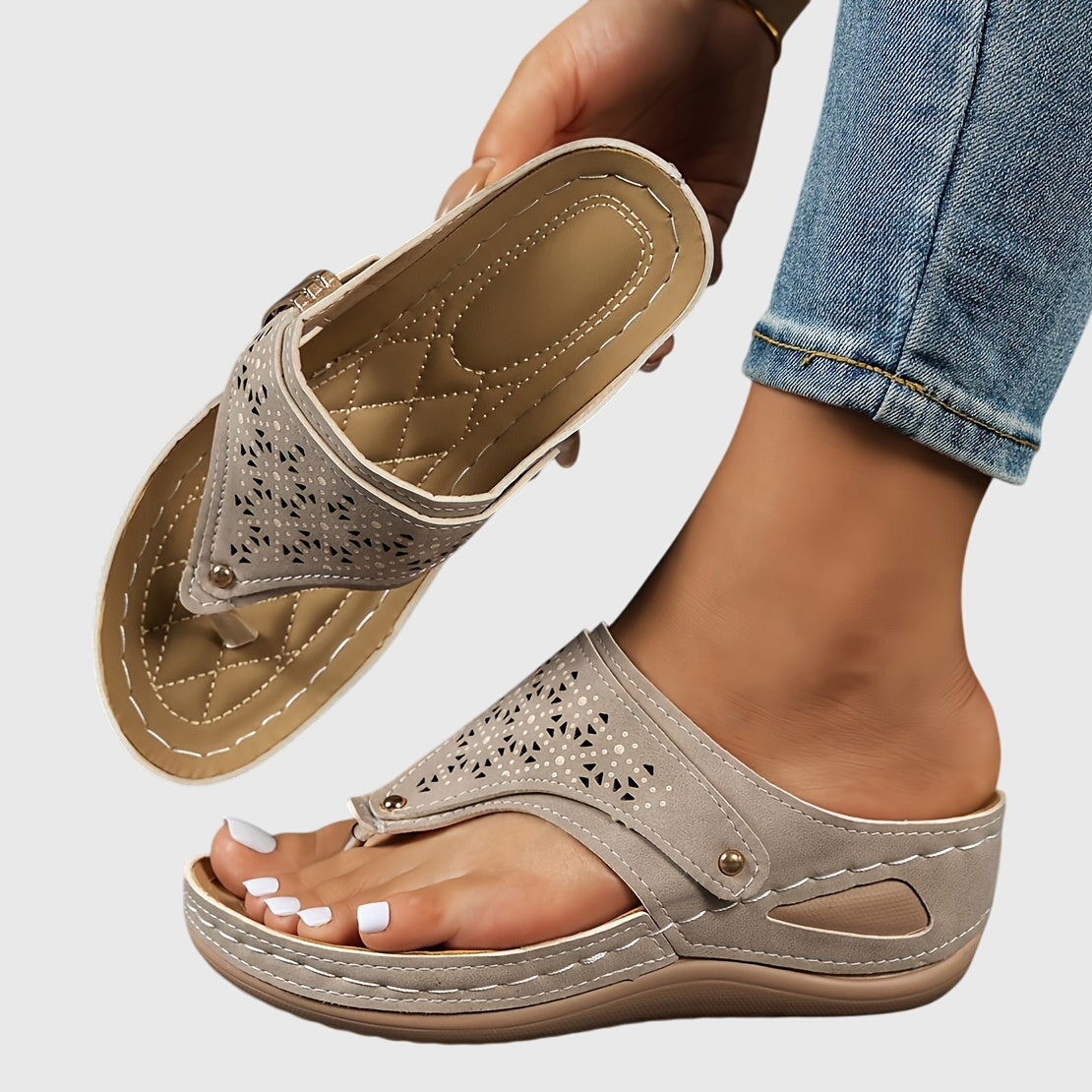 Xaria Beaded Wedge Sandals | Women's Toe-Post Platform Sandals