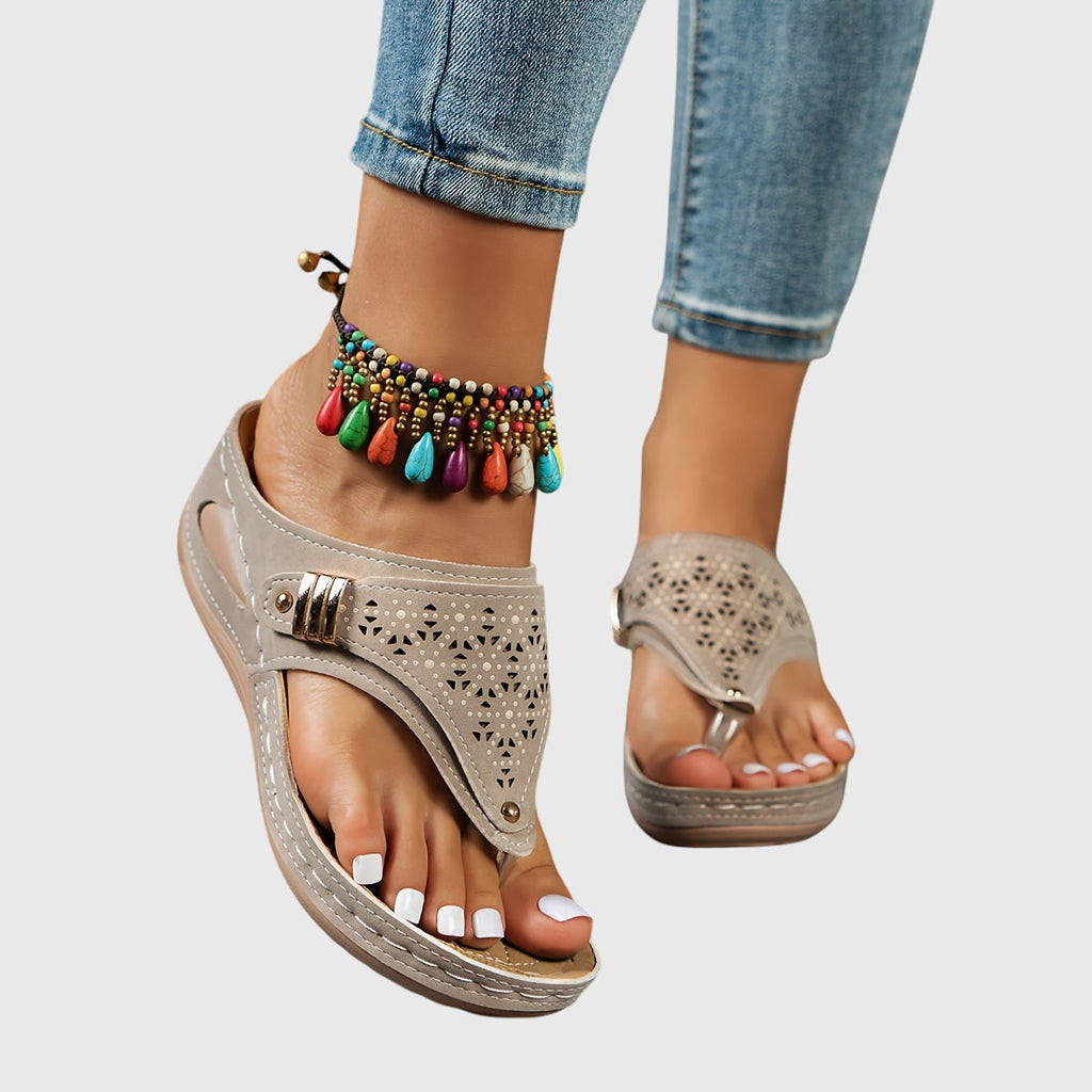 Xaria Beaded Wedge Sandals | Women's Toe-Post Platform Sandals