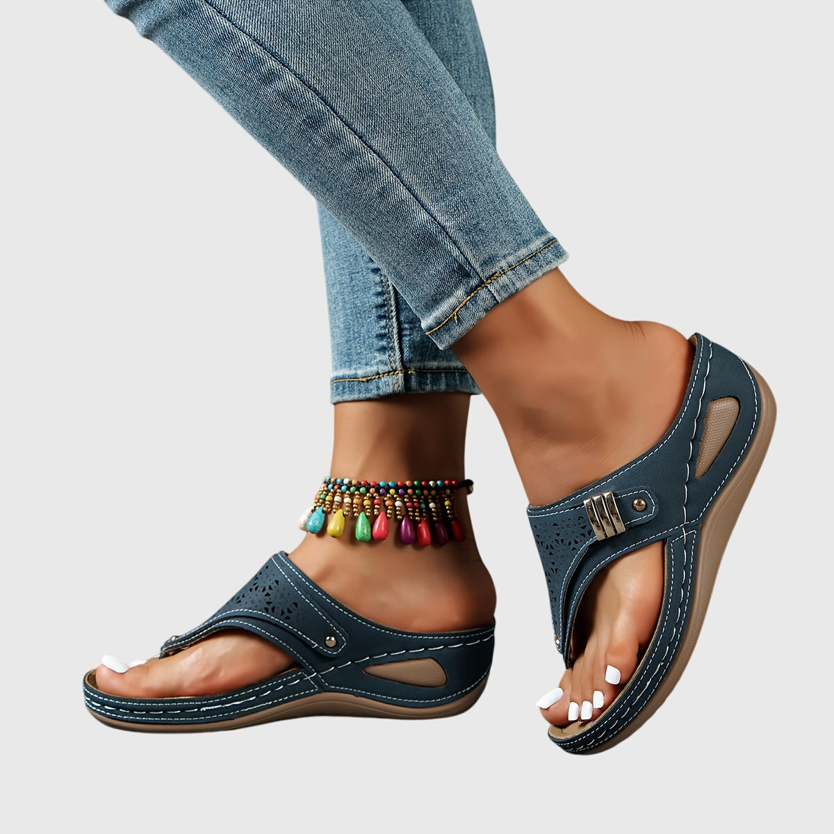 Xaria Beaded Wedge Sandals | Women's Toe-Post Platform Sandals