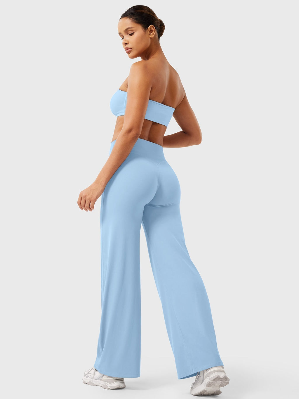 Mae high-rise seamed wide-leg flared pants