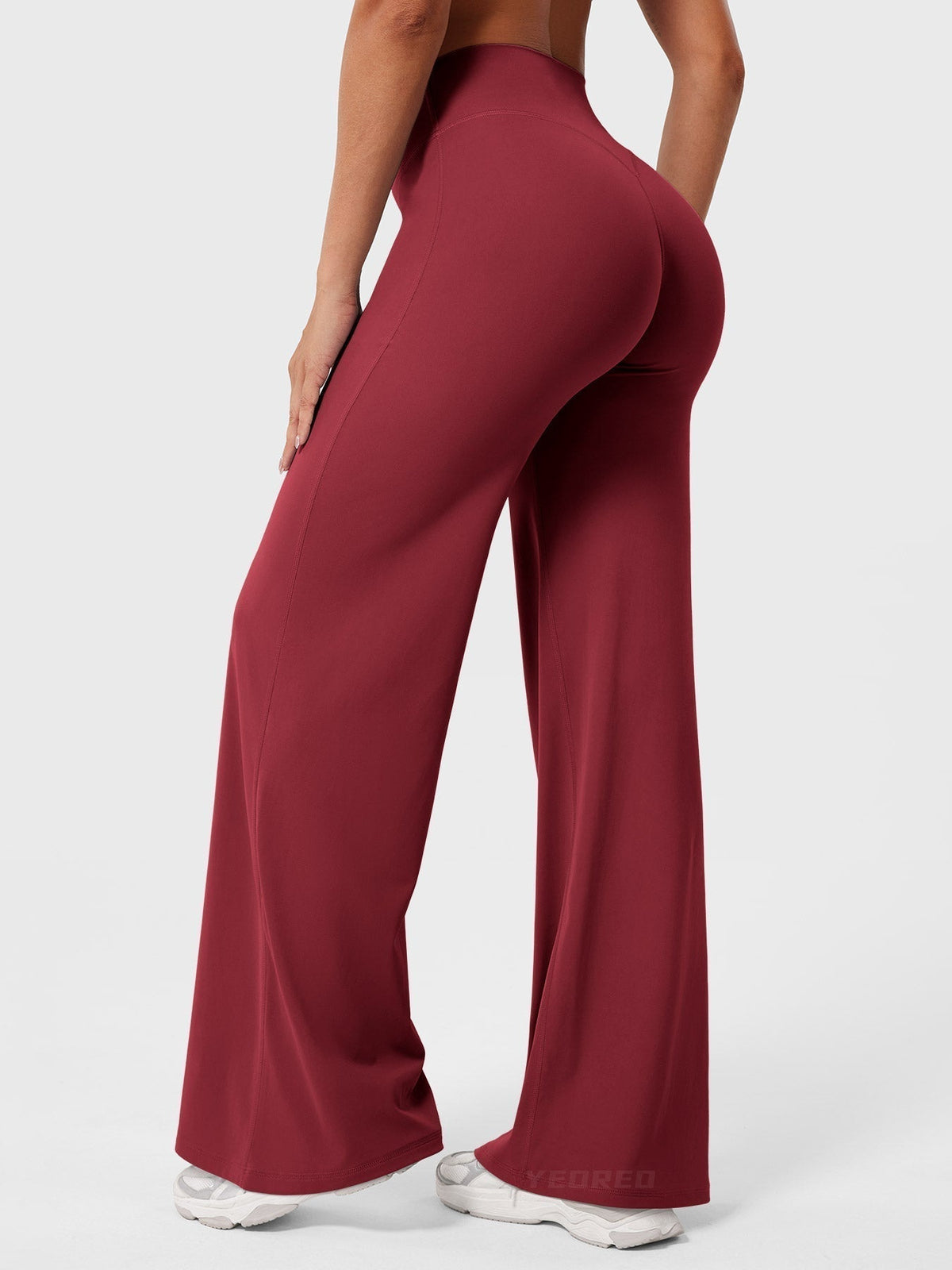 Mae high-rise seamed wide-leg flared pants