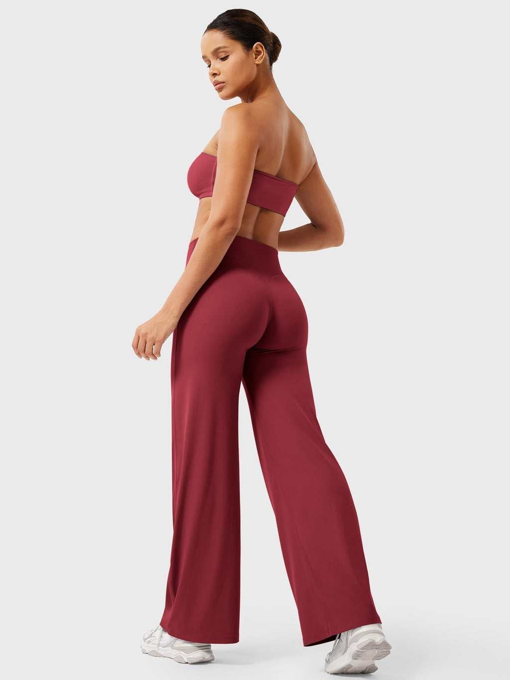 Mae high-rise seamed wide-leg flared pants