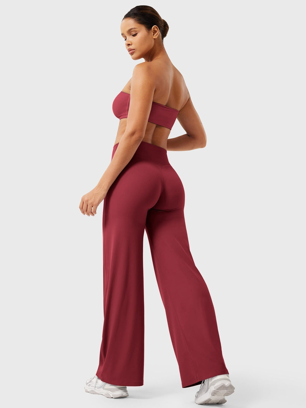 Mae high-rise seamed wide-leg flared pants
