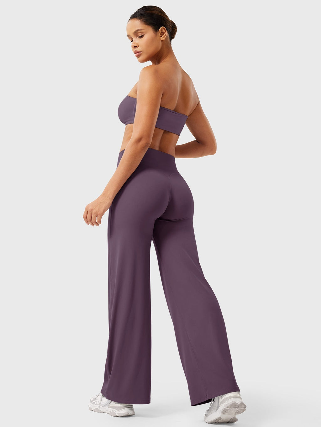 Mae high-rise seamed wide-leg flared pants