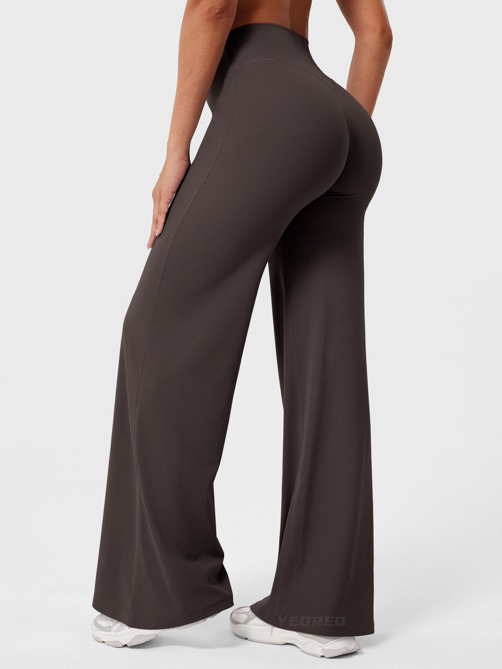 Mae high-rise seamed wide-leg flared pants