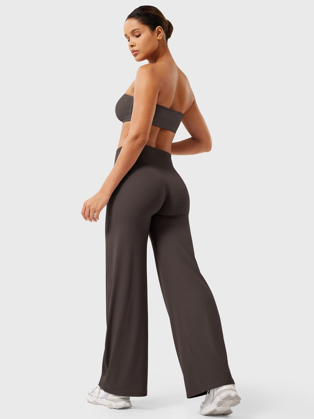 Mae high-rise seamed wide-leg flared pants