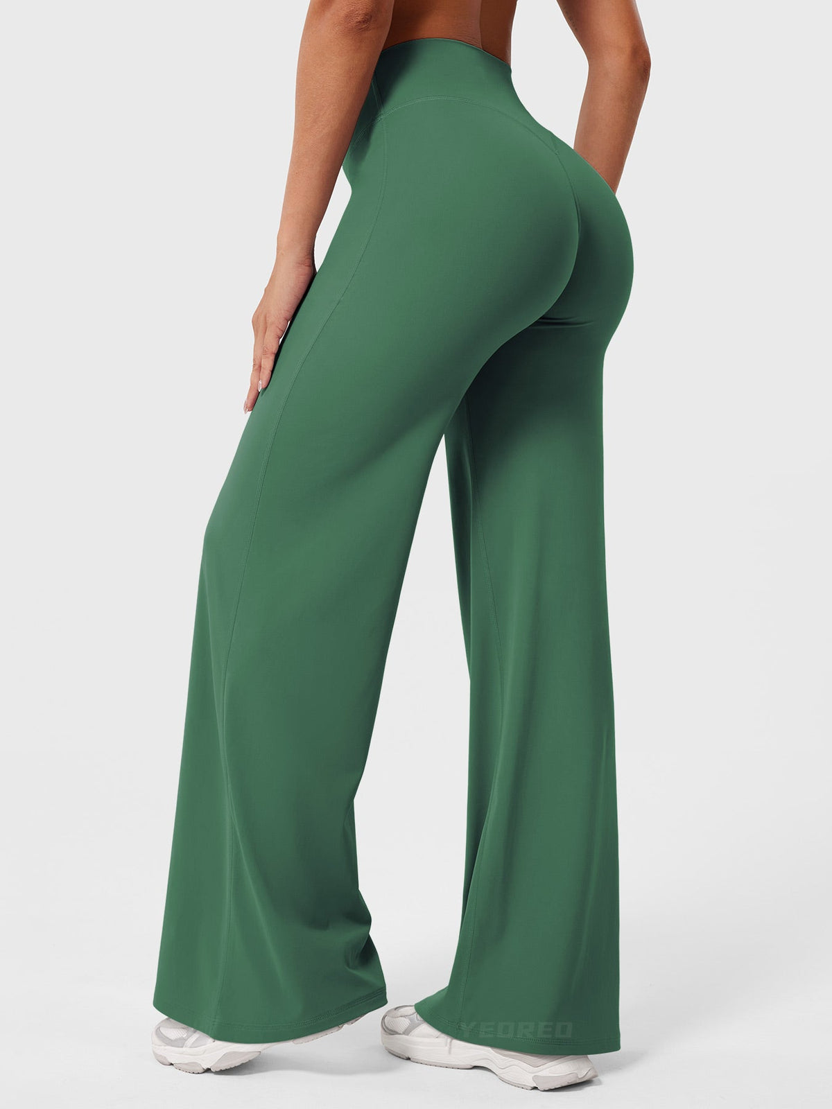 Mae high-rise seamed wide-leg flared pants