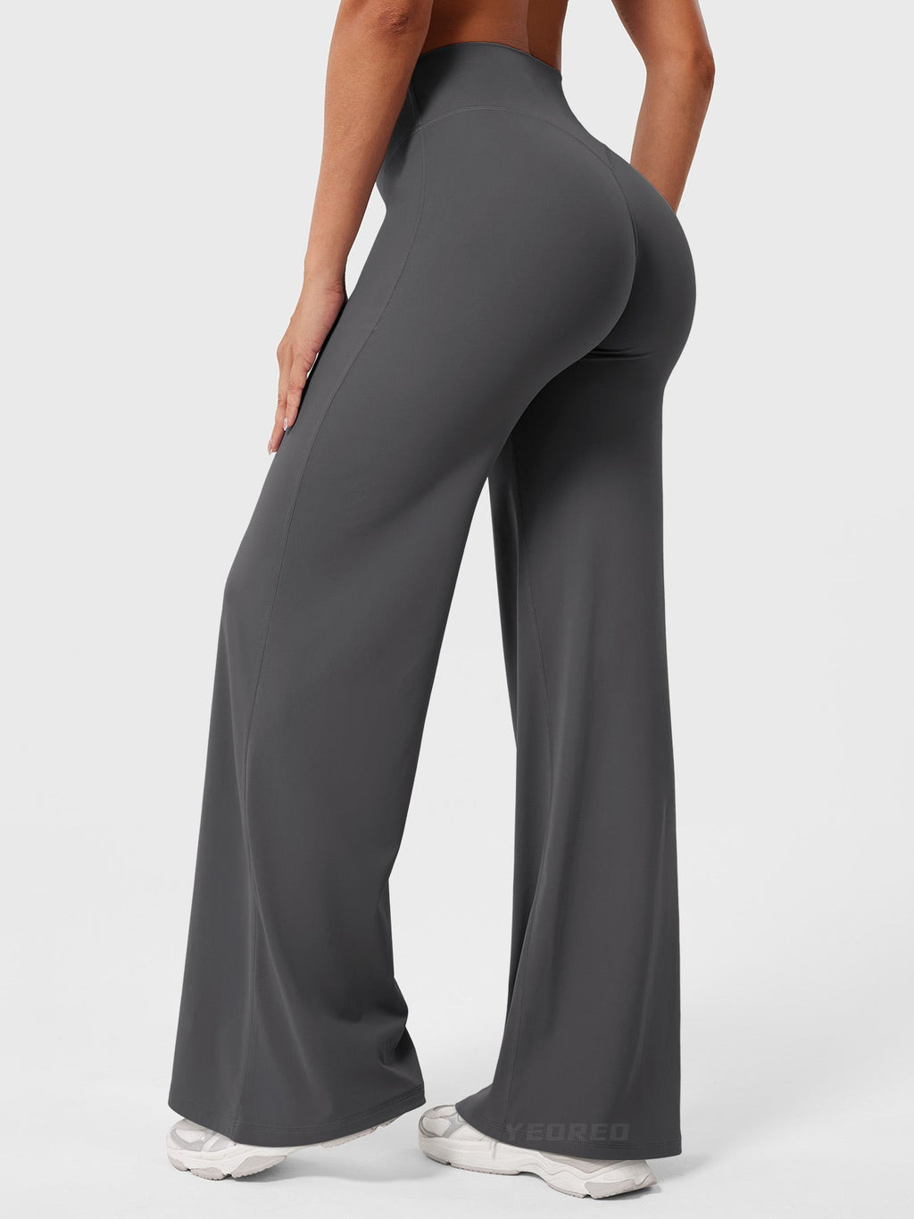 Mae high-rise seamed wide-leg flared pants