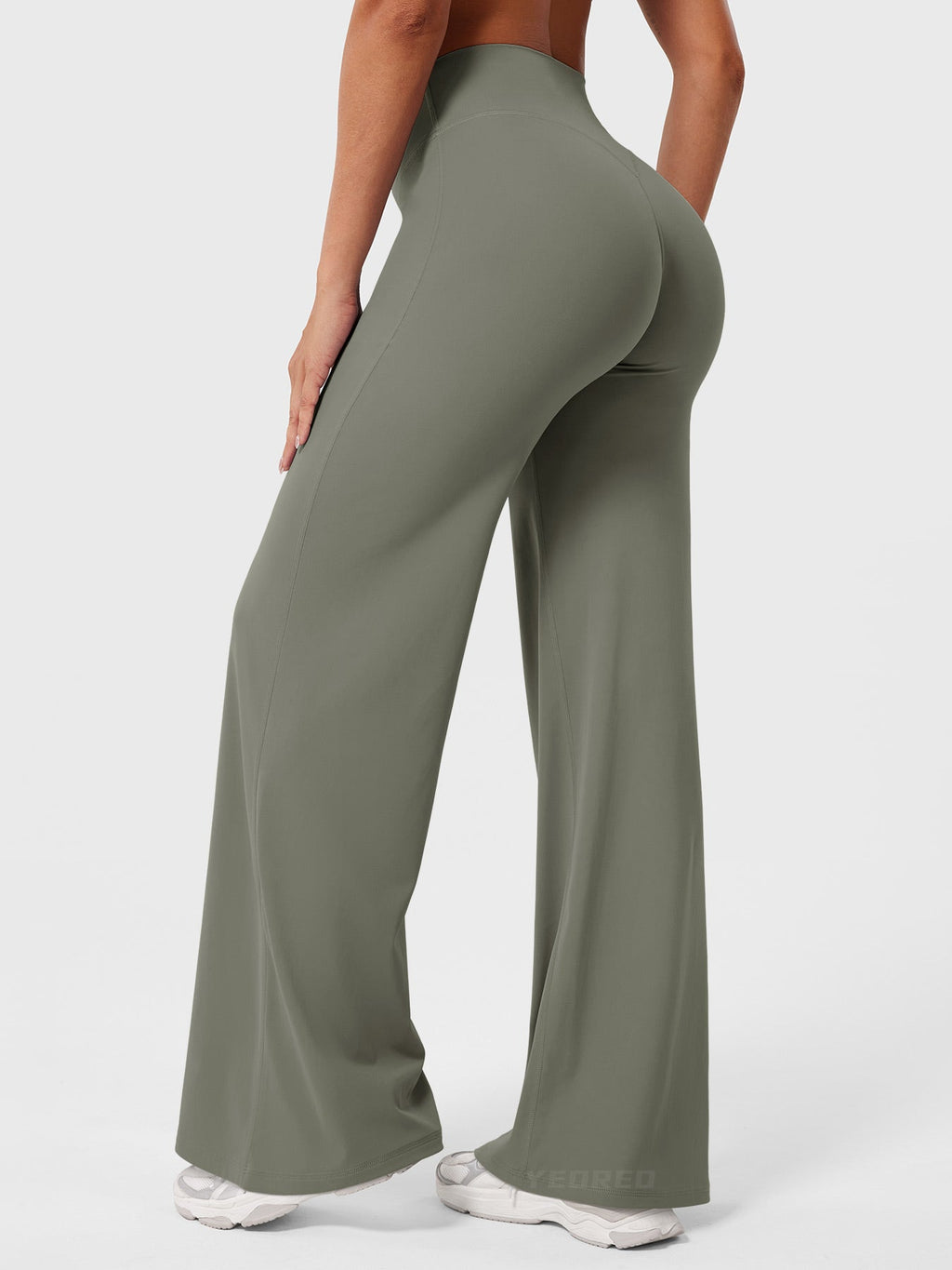 Mae high-rise seamed wide-leg flared pants
