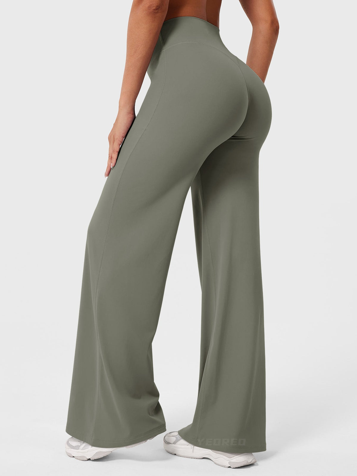 Mae high-rise seamed wide-leg flared pants