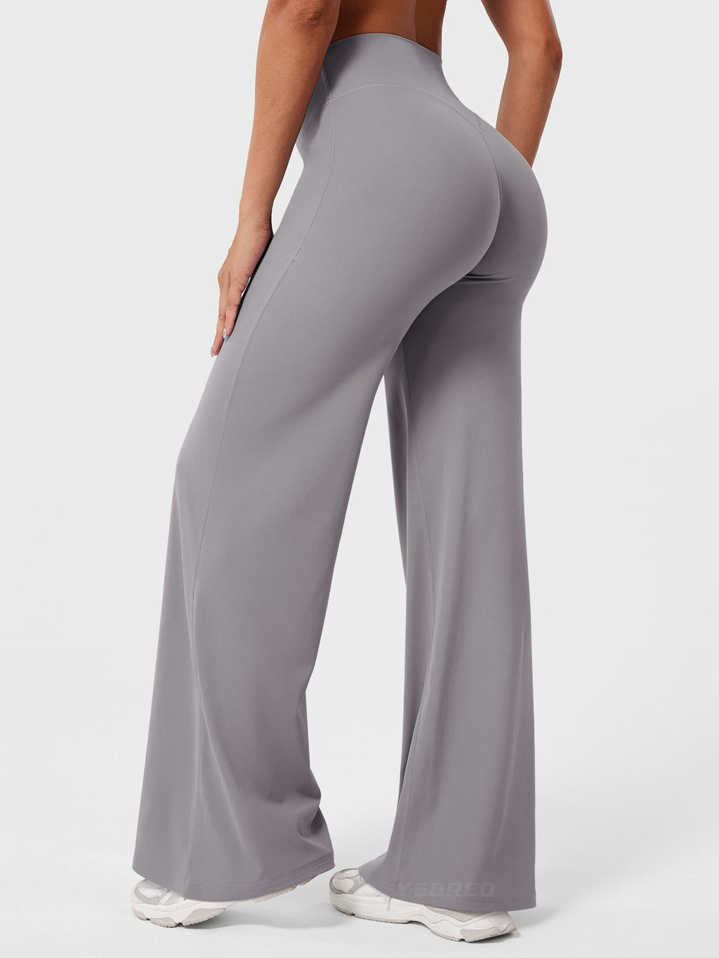 Mae high-rise seamed wide-leg flared pants