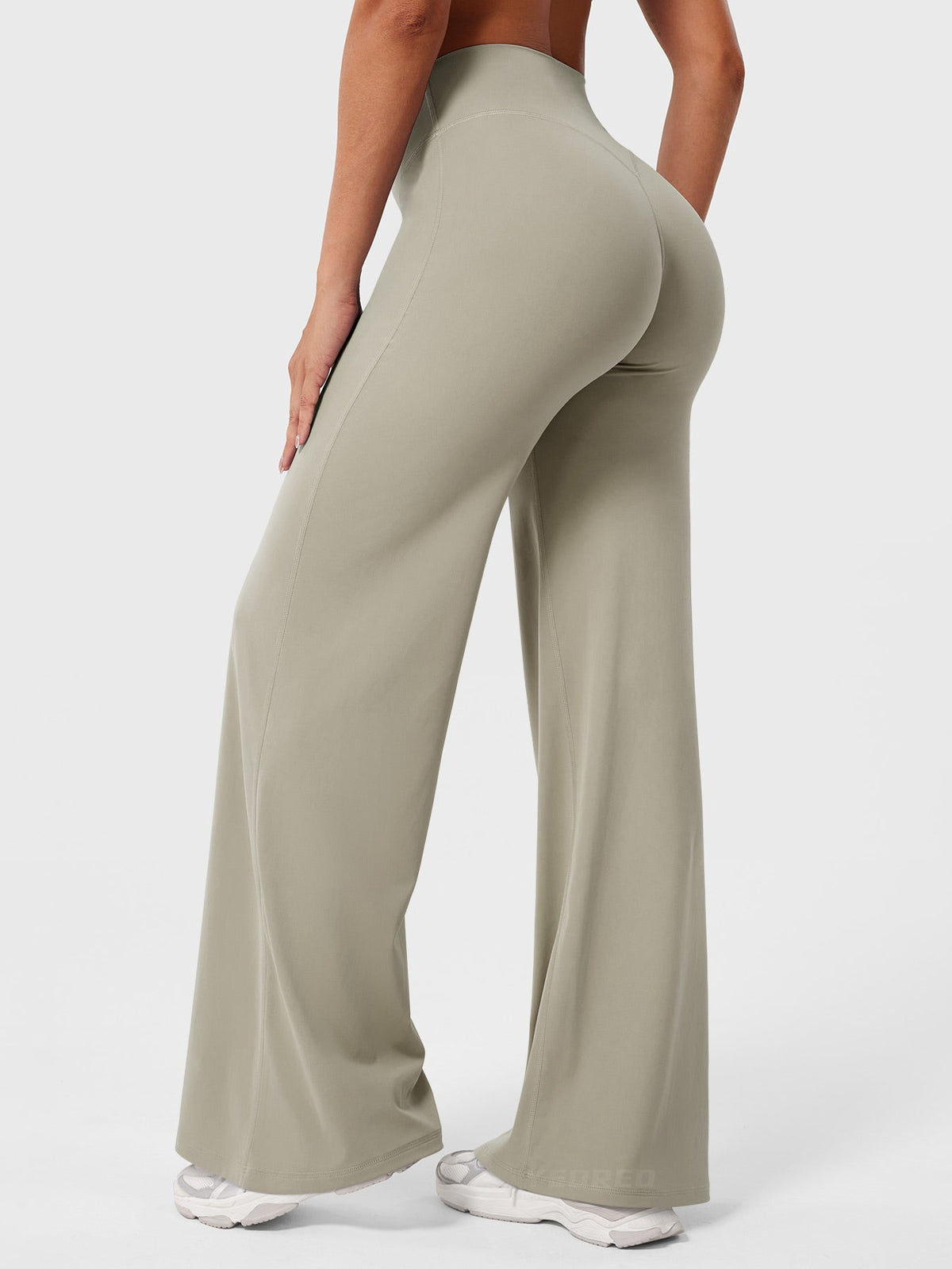 Mae high-rise seamed wide-leg flared pants