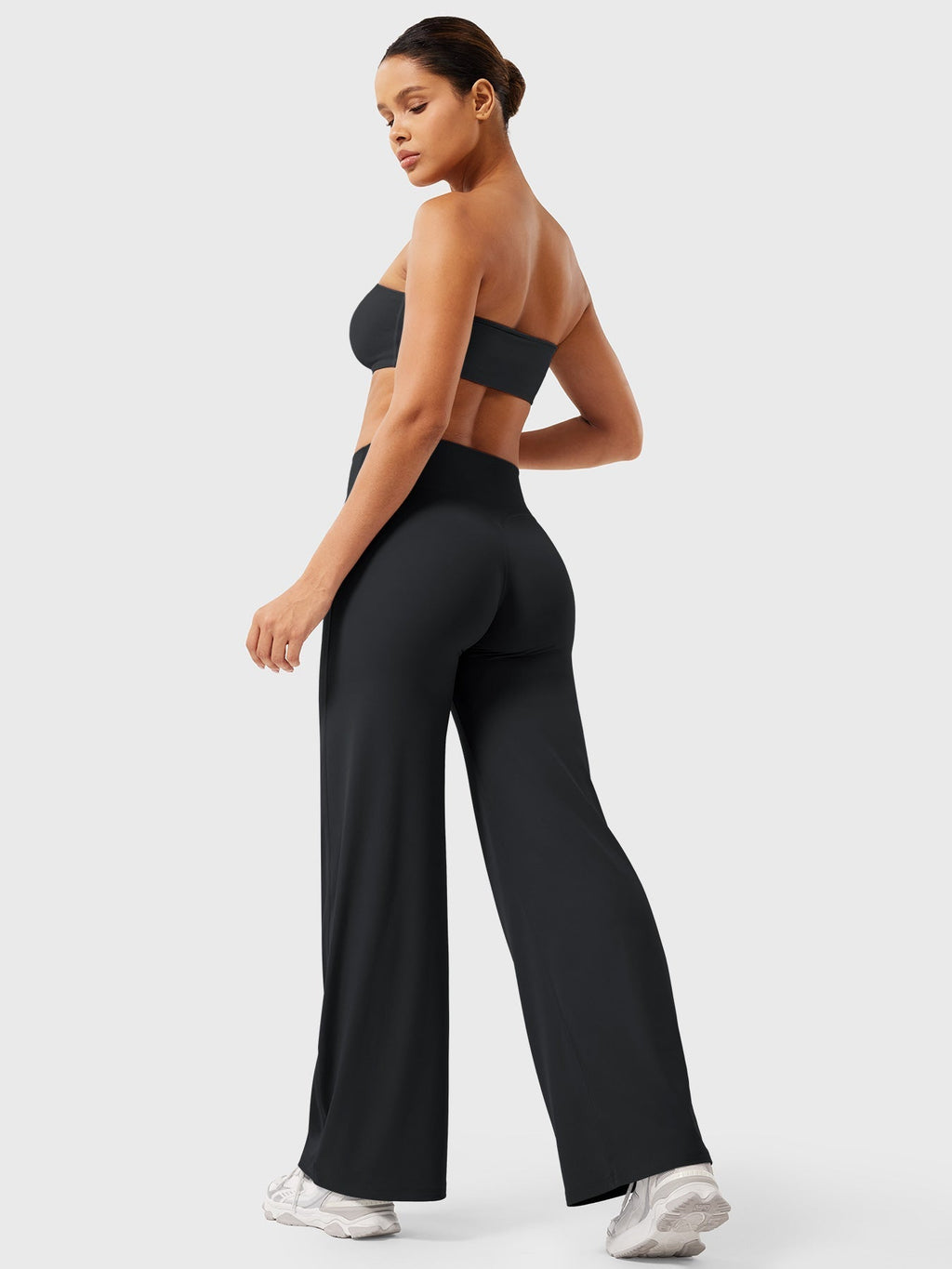 Mae high-rise seamed wide-leg flared pants