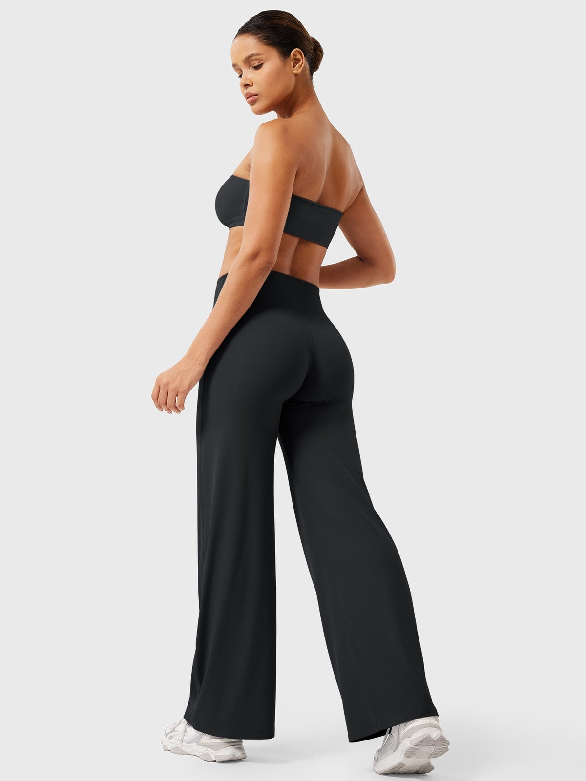Mae high-rise seamed wide-leg flared pants